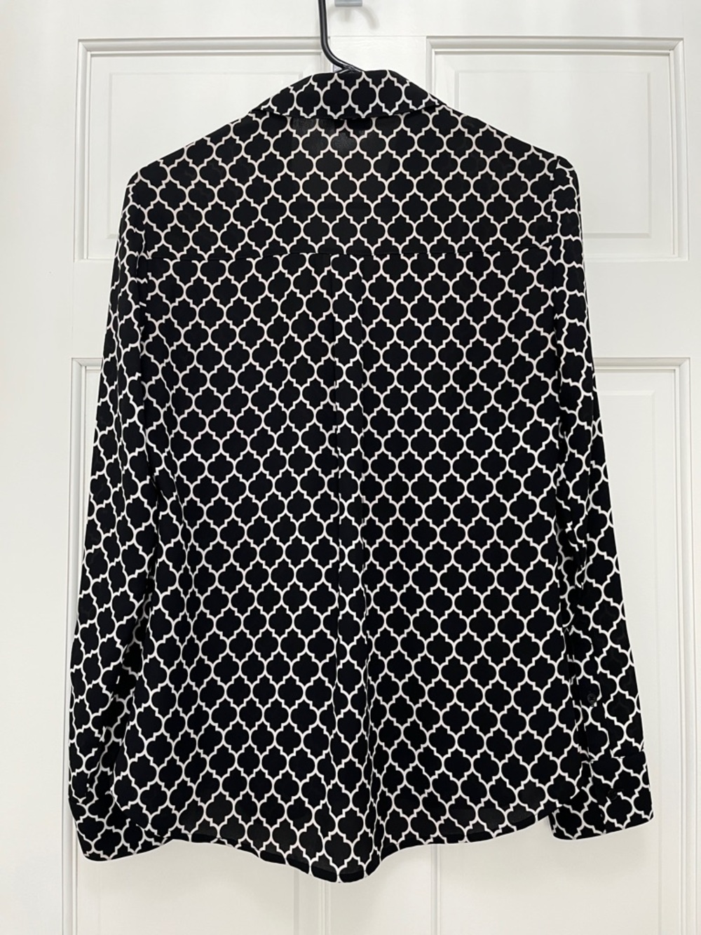 Express Portofino Slim Fit Black & White Trellis Button Up Shirt - Size Small - Picture 6 of 10